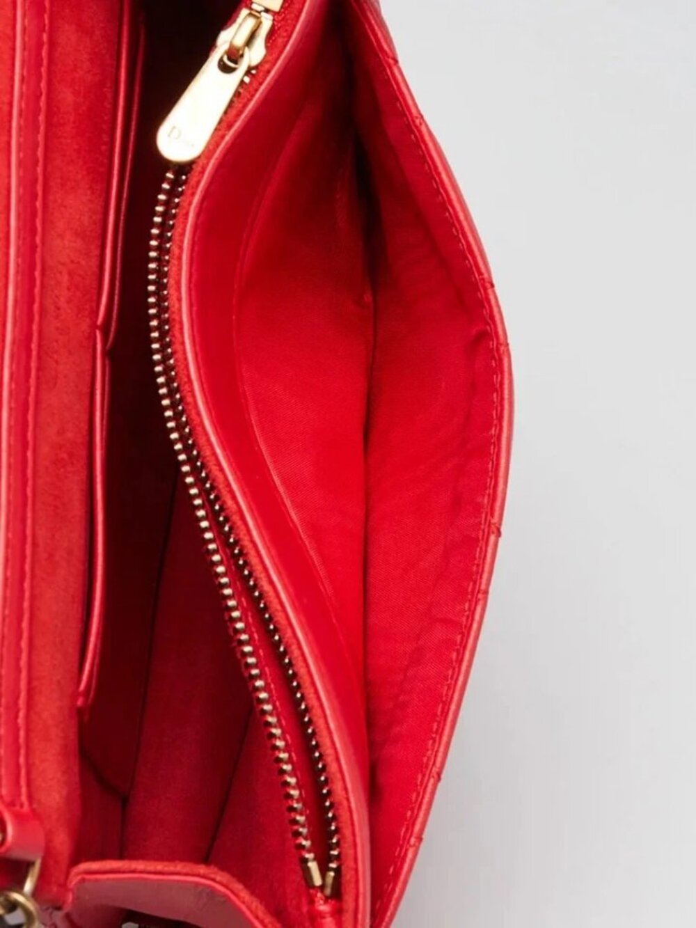 Christian Dior Red Cannage Quilted Leather DiorAddict Wallet on Chain Clutch Bag - Picture 11 of 12